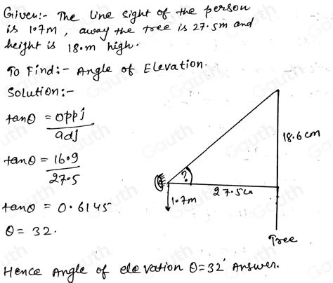 Solved Calculate The Angle Of Elevation Of The Line Of Sight Of A