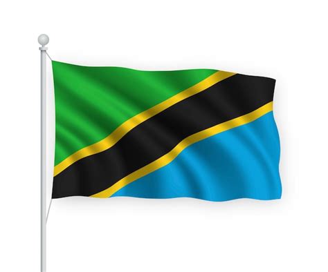 Premium Vector | Waving flag tanzania on flagpole isolated on white