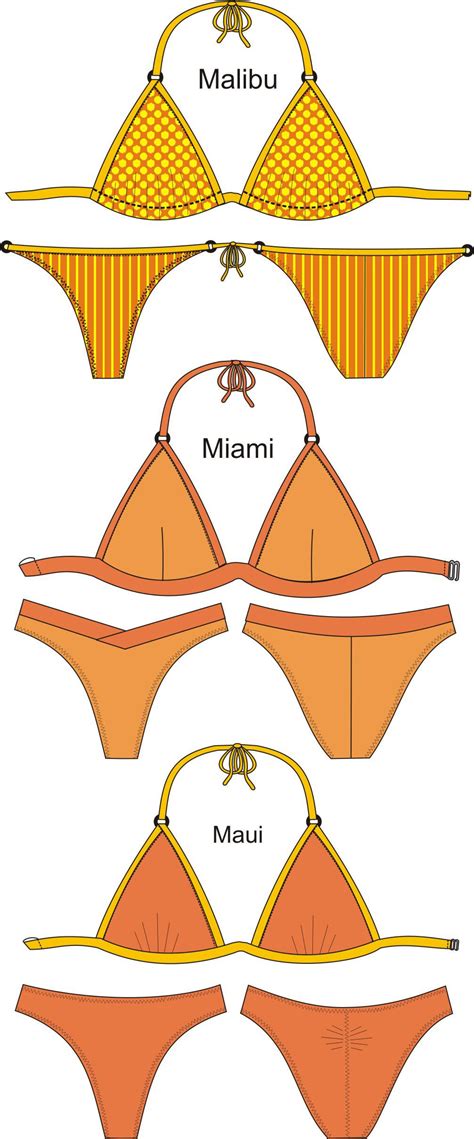 Sewing Patterns For The 3 Classic Triangle Bikini Tops And 3 Tangas