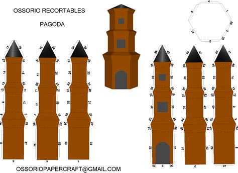 Ossorio Recortables De Papel Recortable Pagoda De Color Marr N Oscuro