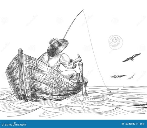 Desenho Do Pescador Ilustra O Do Vetor Ilustra O De Atividade