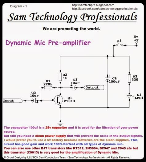 Dynamic Mic Preamplifier Circuit Diagram