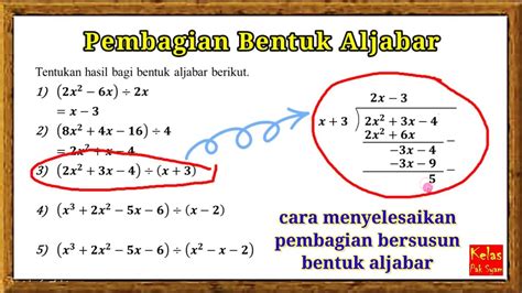 Pembagian Aljabar Kelas 7 Youtube