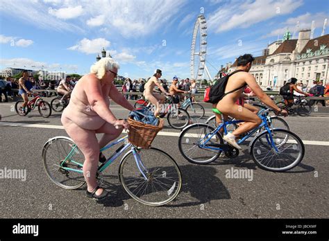 London UK Th June Naked Cyclists Riding In The World Naked Bike Ride In London To