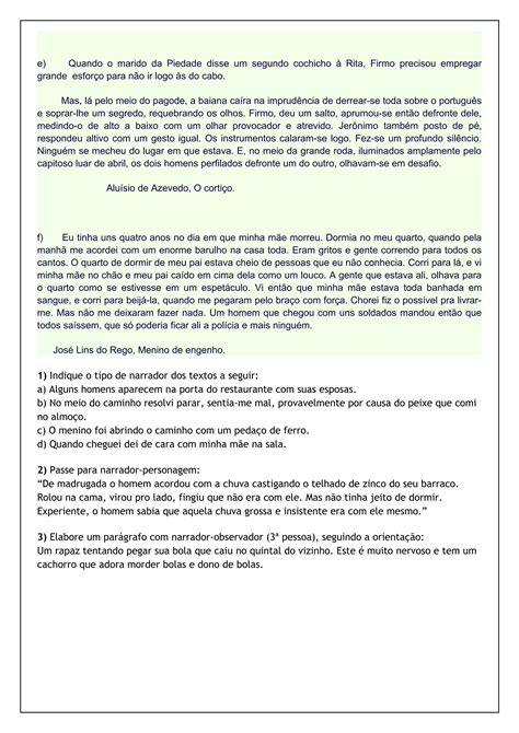 Exercicios Foco Narrativo PDF