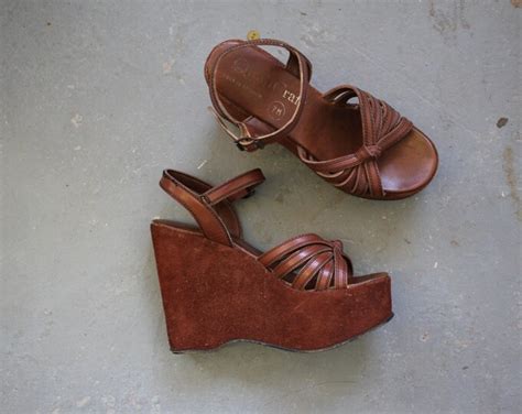 Vintage Qualicraft Platforms 1960s Platform Sandals 1970s Brown