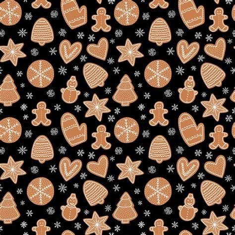 Premium Vector Christmas Ginger Cookie Seamless Pattern Vector