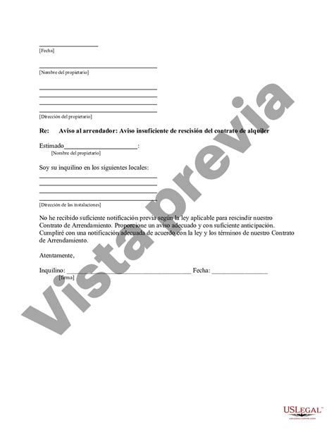 Texas Carta Del Inquilino Al Propietario Sobre Aviso Insuficiente Para