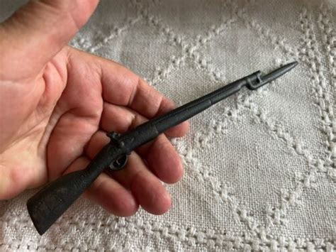 Vintage Cast Iron Miniature Civil War Rifle Musket Cannon Toy EBay