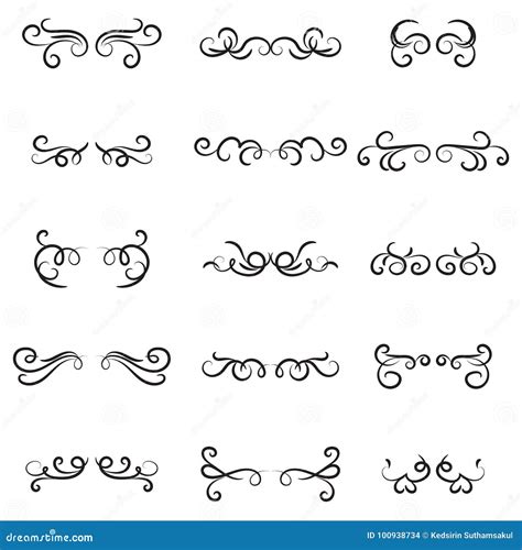 Set of a Calligraphy Swirl Line Graphic Designs Vector, Swirl Border ...