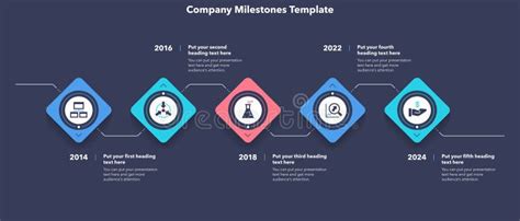 Horizontal Timeline Infographic Template With Five Steps Dark Version