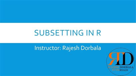 Data Subsetting In R YouTube