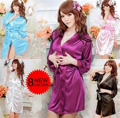 Coswe Robe Bathrobe Sexy Silk Kimono Nightwear Lingerie Lace Nightgown