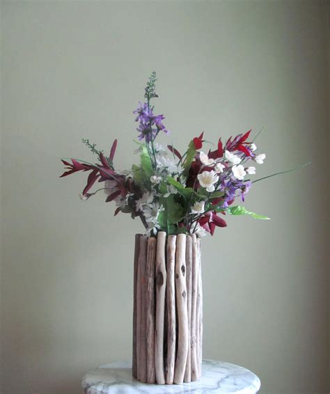 Tall Thin Driftwood Vase Centerpiece Driftwood Flower Vase Etsy