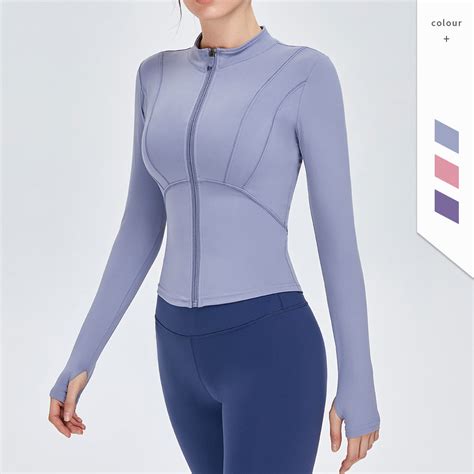 TM0009 New Women Naked Feeling Sports Coat Slim Yoga Top Zipper Long