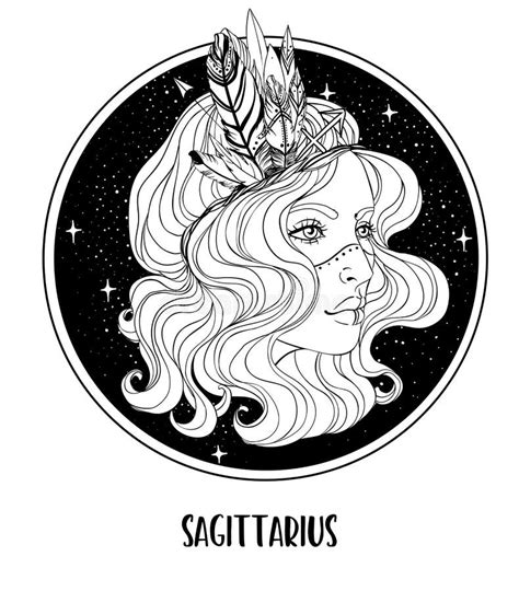 Illustration Of Sagittarius Astrological Sign As A Beautiful Girl