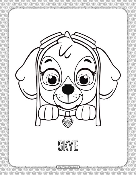 Paw Patrol Cartoon Skye Head Coloring Page