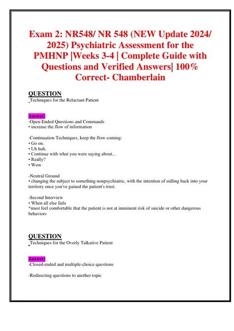 Exam 2 NR548 NR 548 NEW Update 2024 2025 Psychiatric Assessment