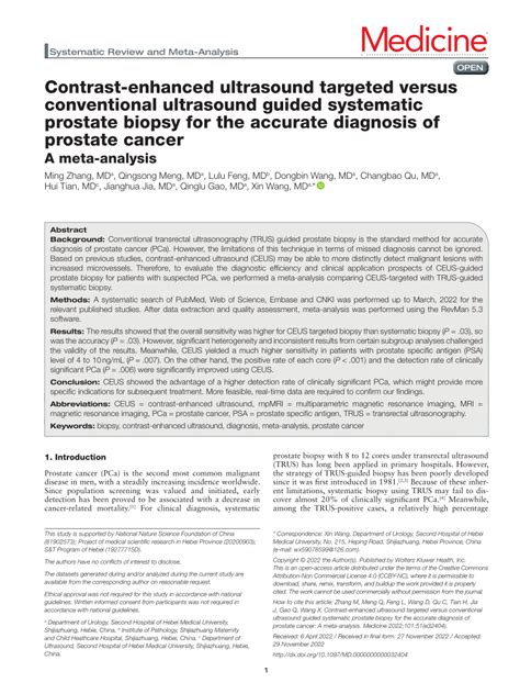 Pdf Contrast Enhanced Ultrasound Targeted Versus Conventional