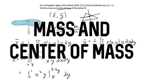 Mass And Center Of Mass Of A Lamina Calculus 3 Youtube