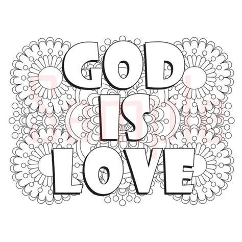 Words God Is Love Adult Coloring Page By Sueathcs On Etsy