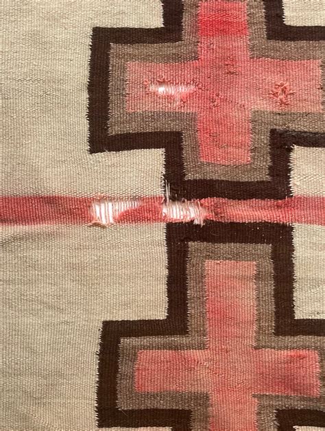 Antique Navajo Rug Saddle Blanket Cross Crosses 1800s Early 1900s