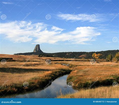 Meadow Stream in Front of Devils Tower Near Hulett and Sundance Wyoming ...