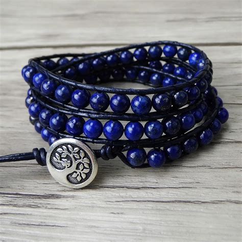 Aliexpress.com : Buy navy blue beads bracelet boho leather wrap beads ...