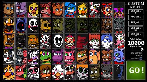 Fnaf Ultimate Custom Night Roster By Epicglitch5 On Deviantart