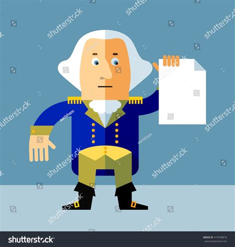 Cartoon George Washington Holding Blank Sheet Stock Vector Royalty