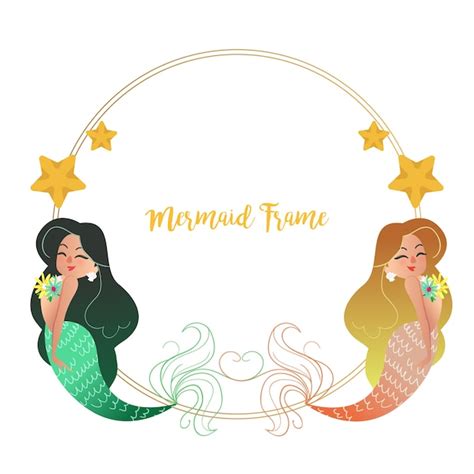 Mermaid Frame Premium Vector