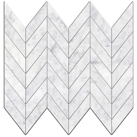 Bianco Carrara 1 1 2 X 3 5 8 Polished Mini Chevron Mosaic Pera Tile