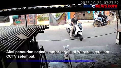 Aksi Spesialis Curanmor Gasak Motor Warga Di Warakas Terekam Cctv