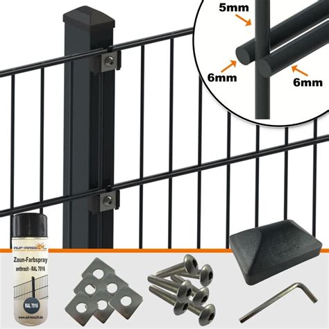 Doppelstabmattenzaun Set Metall Zaun Doppel Stab