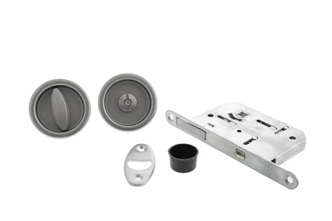 B046815034 AGB Sliding Door Bathroom Lock Set with Round Flush Handle