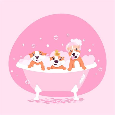 Perros Tomando Un Ba O Acical Ndose Ilustraci N Vectorial Vector