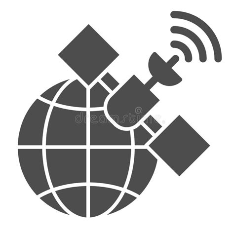 Gps Satellite Solid Icon Global Signal Vector Illustration Isolated On