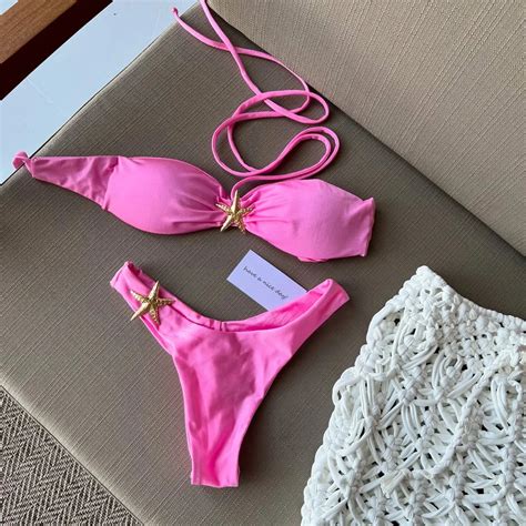 Starfish Micro Bikini Set Push Up Brazilian Swimwear For Women Sexy