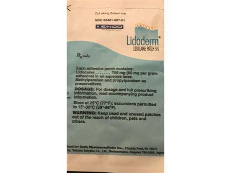 Lidoderm Lidocaine Patch 5%, 1 Patch, Endo Pharmaceuticals (RX ...