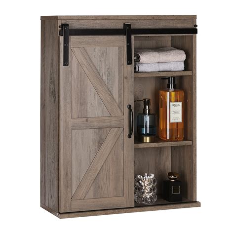 Buy Rustownrustown Farmhouse Wood Wall Storage Bathroom Cabinet With Sliding Barn Door Rustic