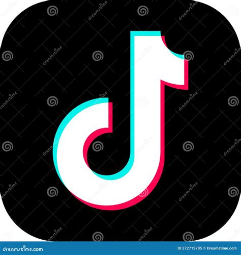 Tiktok Logo Realistic Social Media Icon Logotype Tik Tok Flat Icon Template Black Color