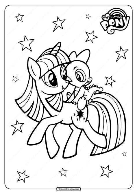 Printable MLP Twilight Sparkle & Spike Coloring Page. Top quality free ...