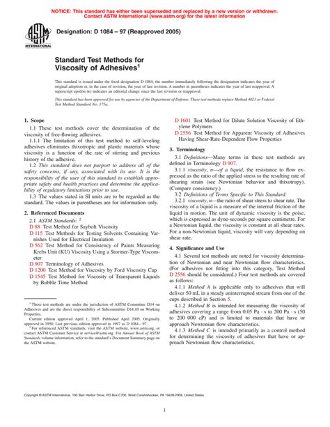 ASTM D1084-97(2005) - Standard Test Methods for Viscosity of Adhesives