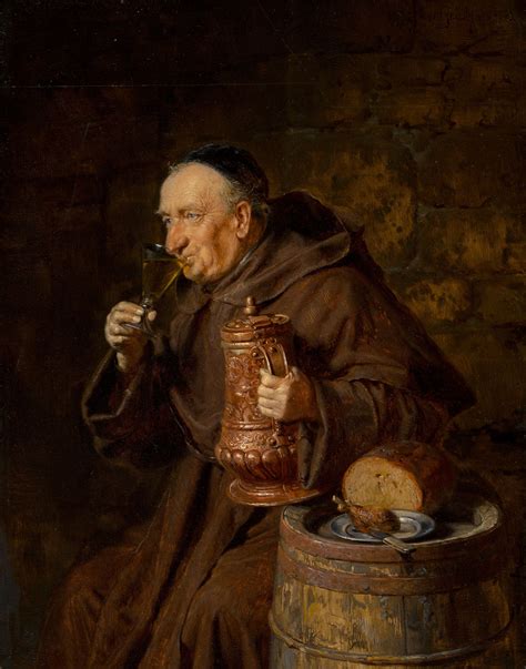 Wallpaper Oil Painting Wine Religion Monks Drinking Barrels