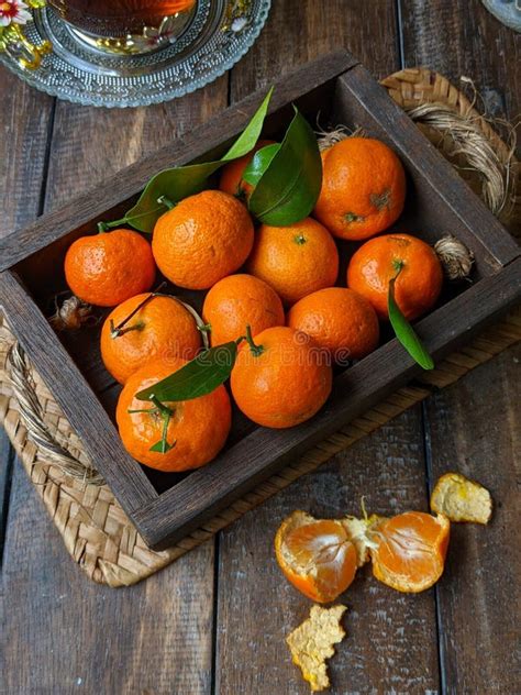 Fresh Small Mandarin Orange Fruits With Leaves Stock Image Image Of