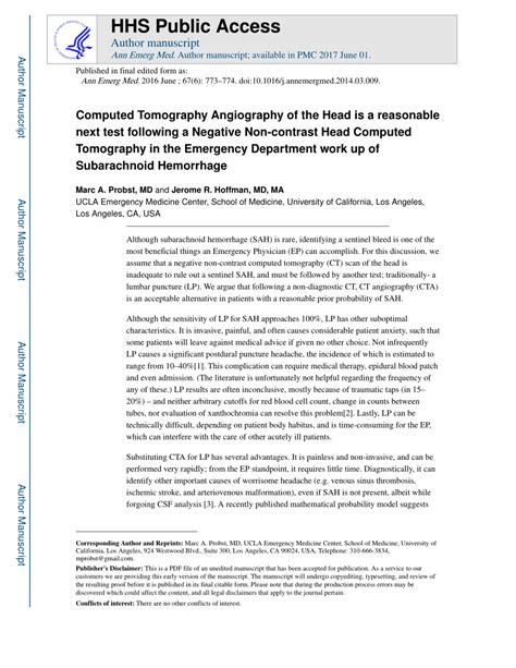 Pdf Computed Tomography Angiography Of The Head Is A Reasonable Next