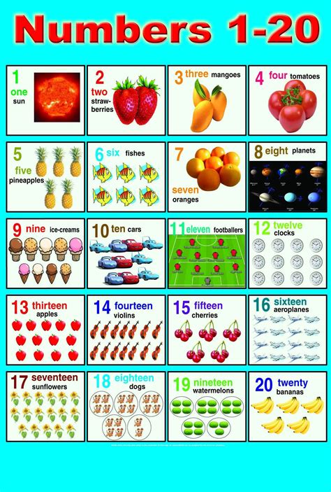 Buy Laminated Numbers 1 20 Children Early Learning Educational Math