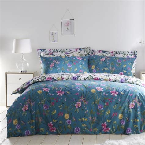 Fleur Blue Duvet Cover and Pillowcase Set | Dunelm