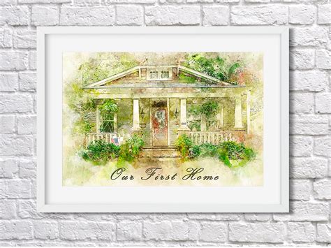 Custom Watercolor House Portrait Housewarming Gift First Home Etsy