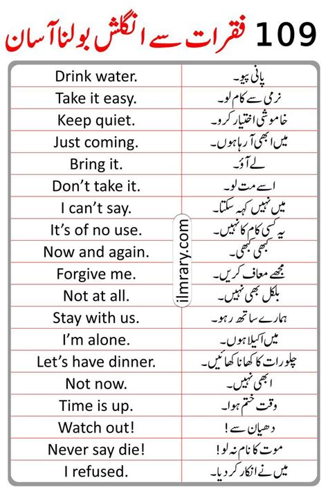 109 Daily Use English Sentences With Urdu Translation Artofit